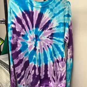 Serengetee Travel More Purple and Blue Tie Dye Long Sleeve T-shirt UNISEX Large